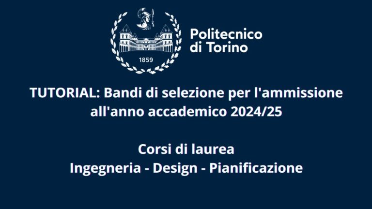 Graduatoria Politecnico di Torino per il 2024/25